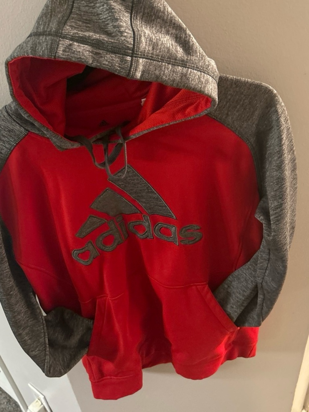 adidas Originals Red and Gray Pullover Hoodie with Logo